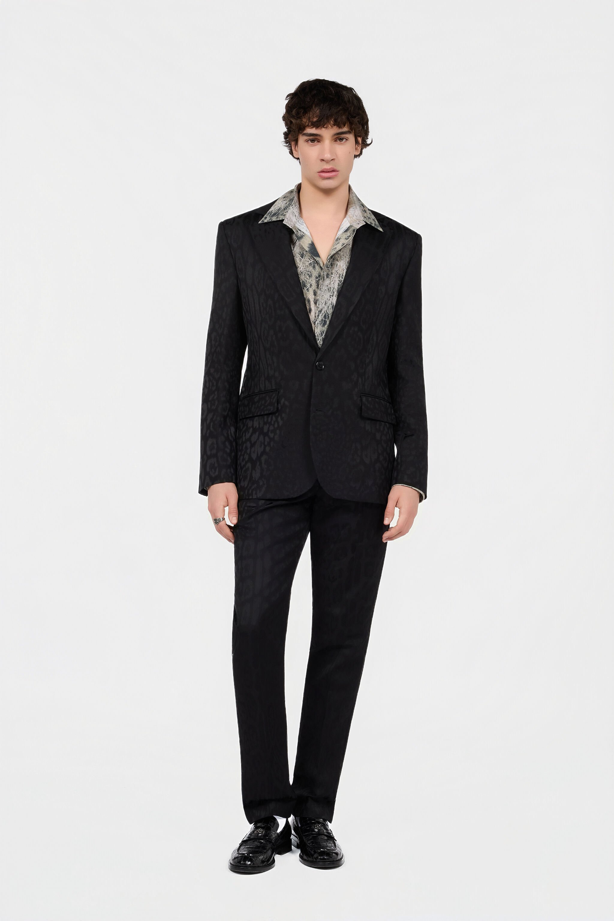 RC Black Jacquard Tailored Jacket BLACK XNT406-TJ033