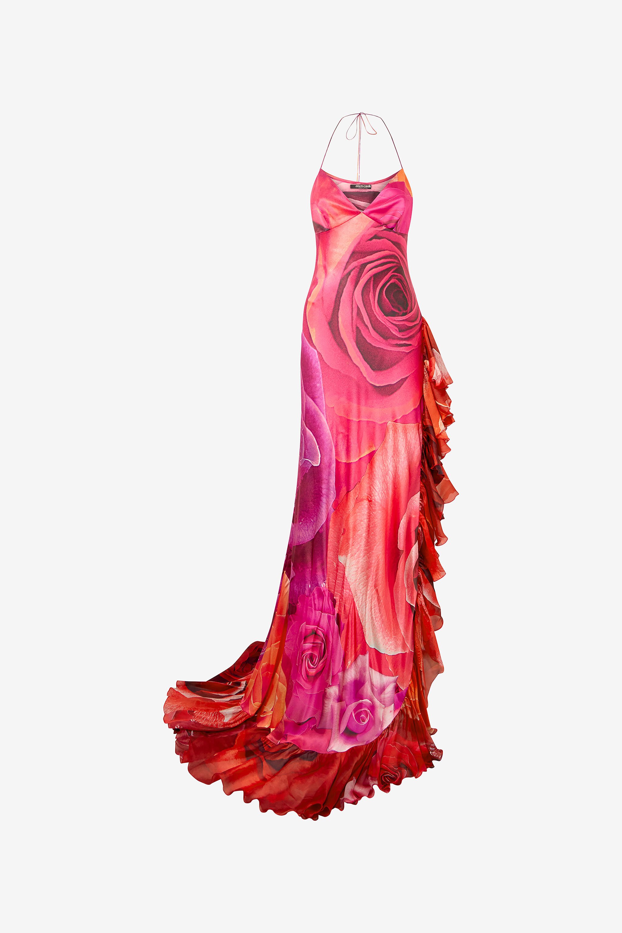 RC Dress With Rose Print And Flounces ROSA/ROSSO UKT107-RYN48