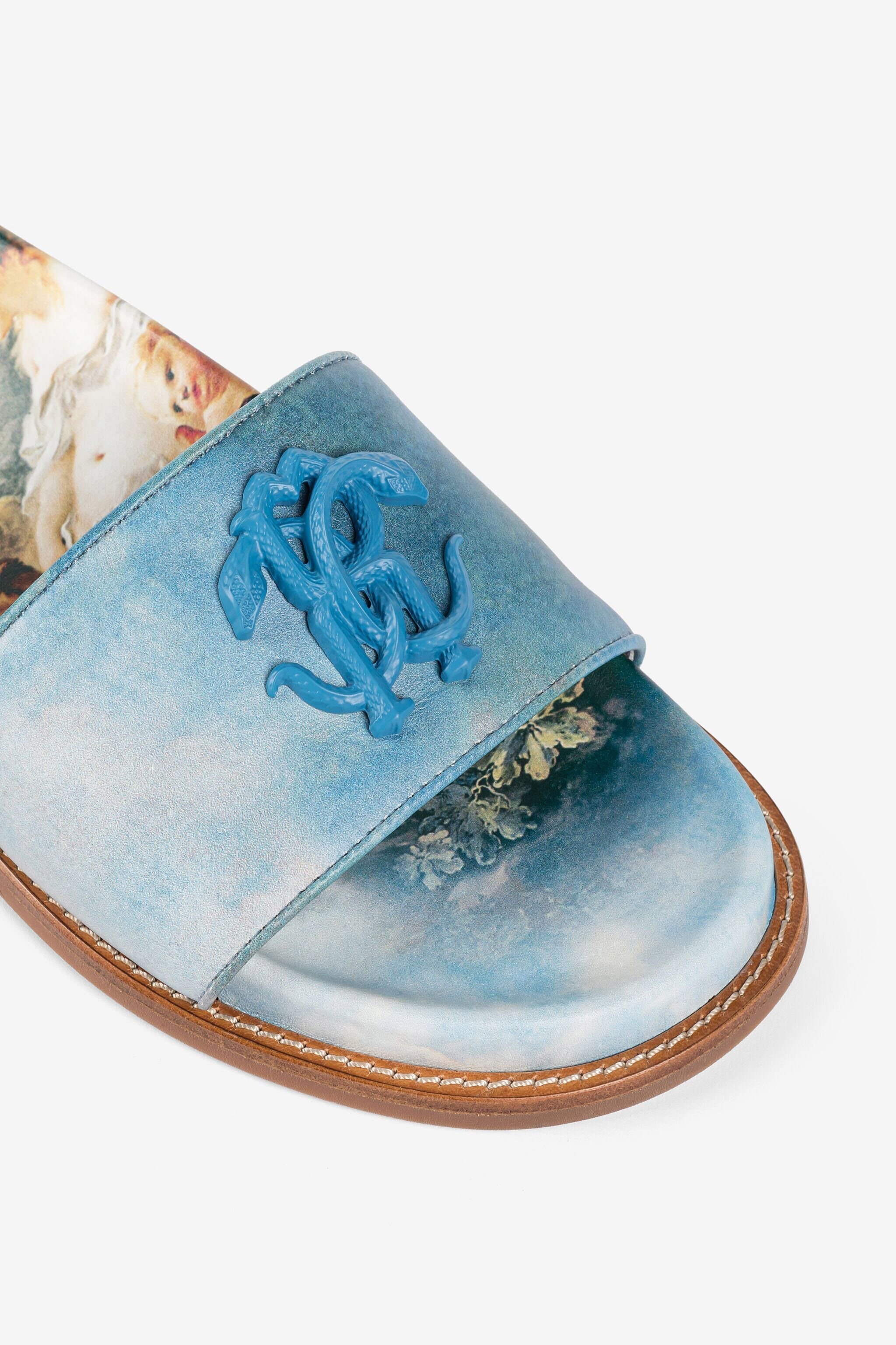 RC Mirror Snake leather slides Light blue RYS003-PZG00