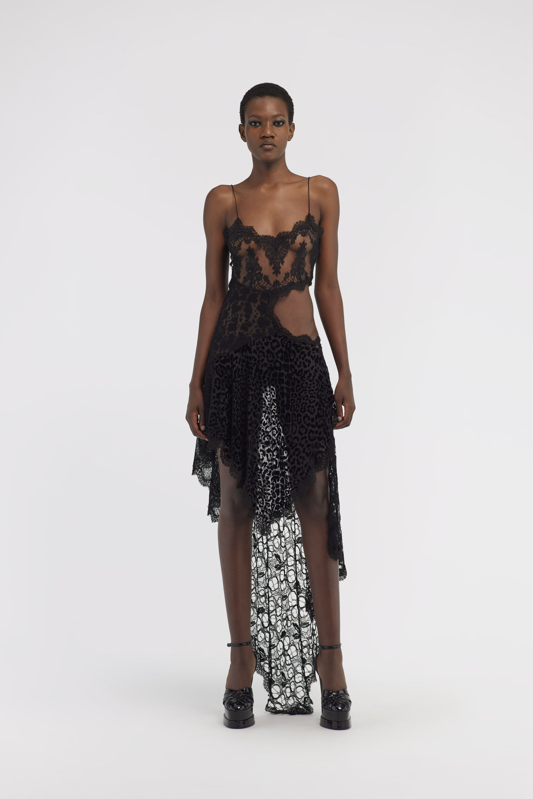 RC Abito sottoveste in pizzo Nero RWT112-RP001