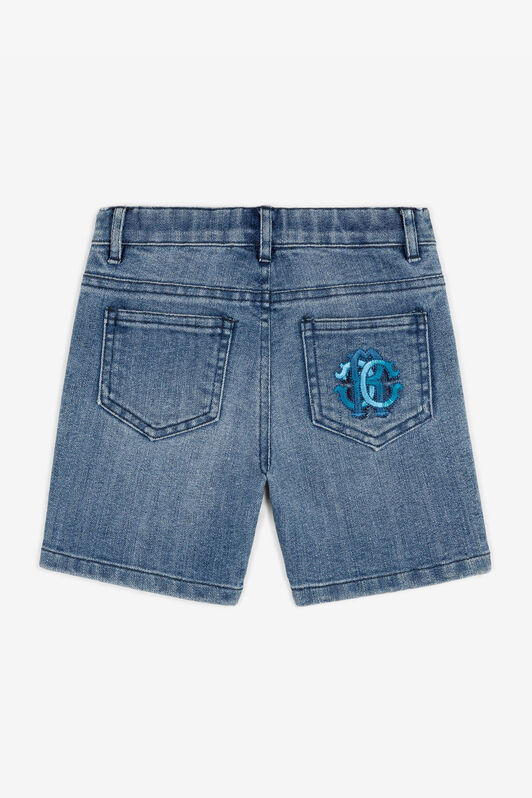 JU Shorts in denim con Monogram RC Blu scuro RJJ200-DS015