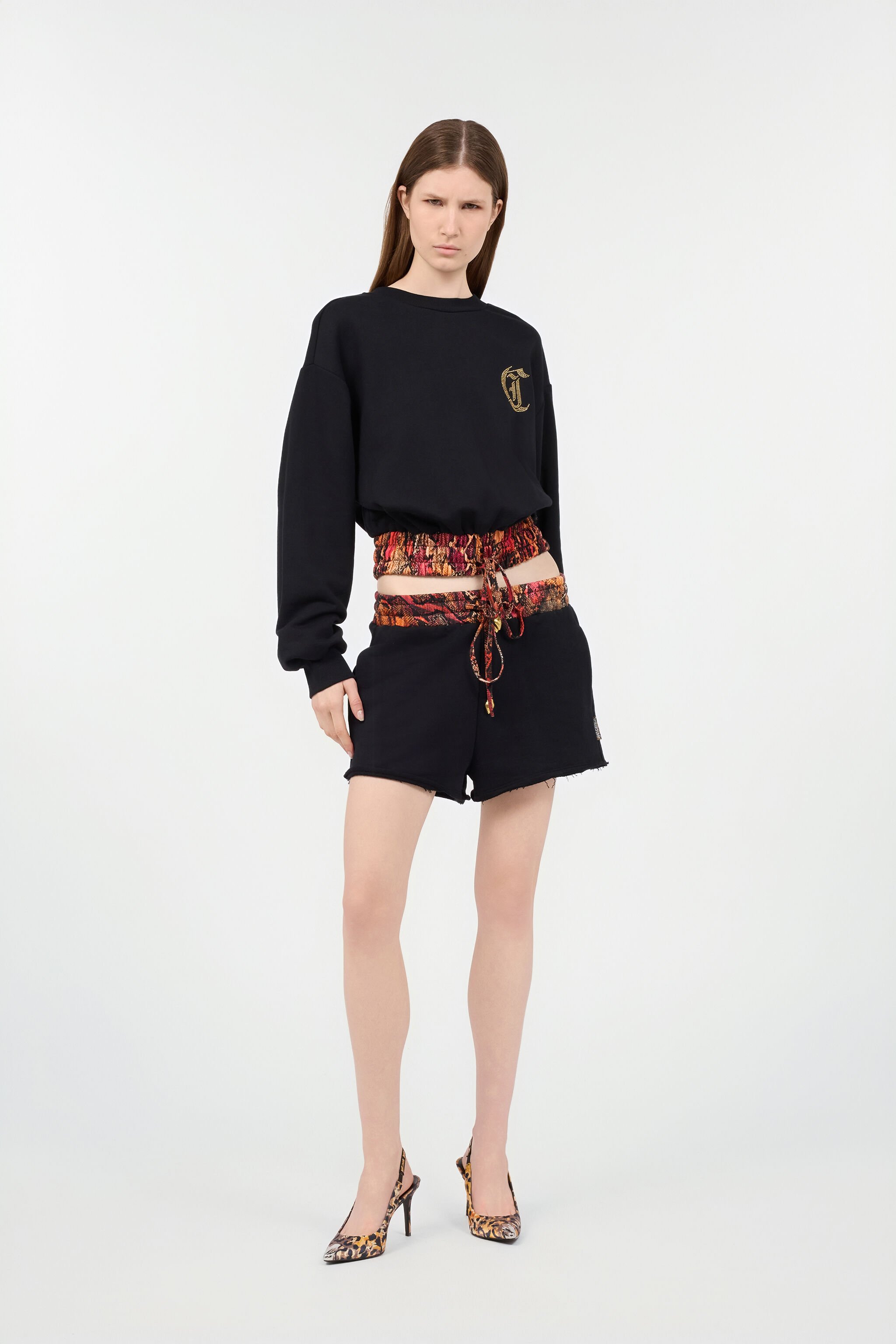 JC Cotton Sweatshirt With Python Band 899 BLACK + 576 EMBE UFS004-UF195