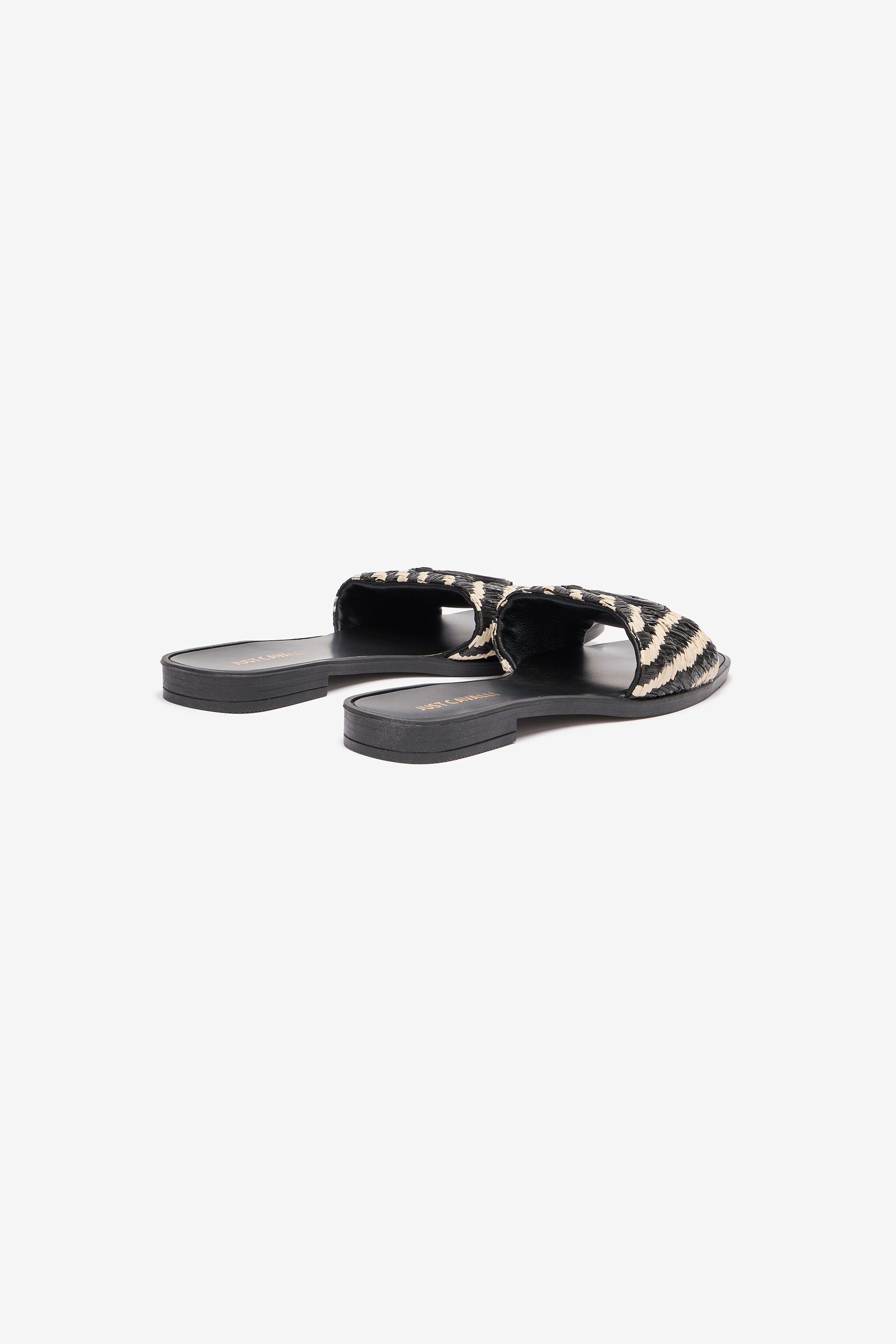 JC Slipper Mit Riemen In Zweifarbiger Flechtoptik Hellbraun UFS069-UF391