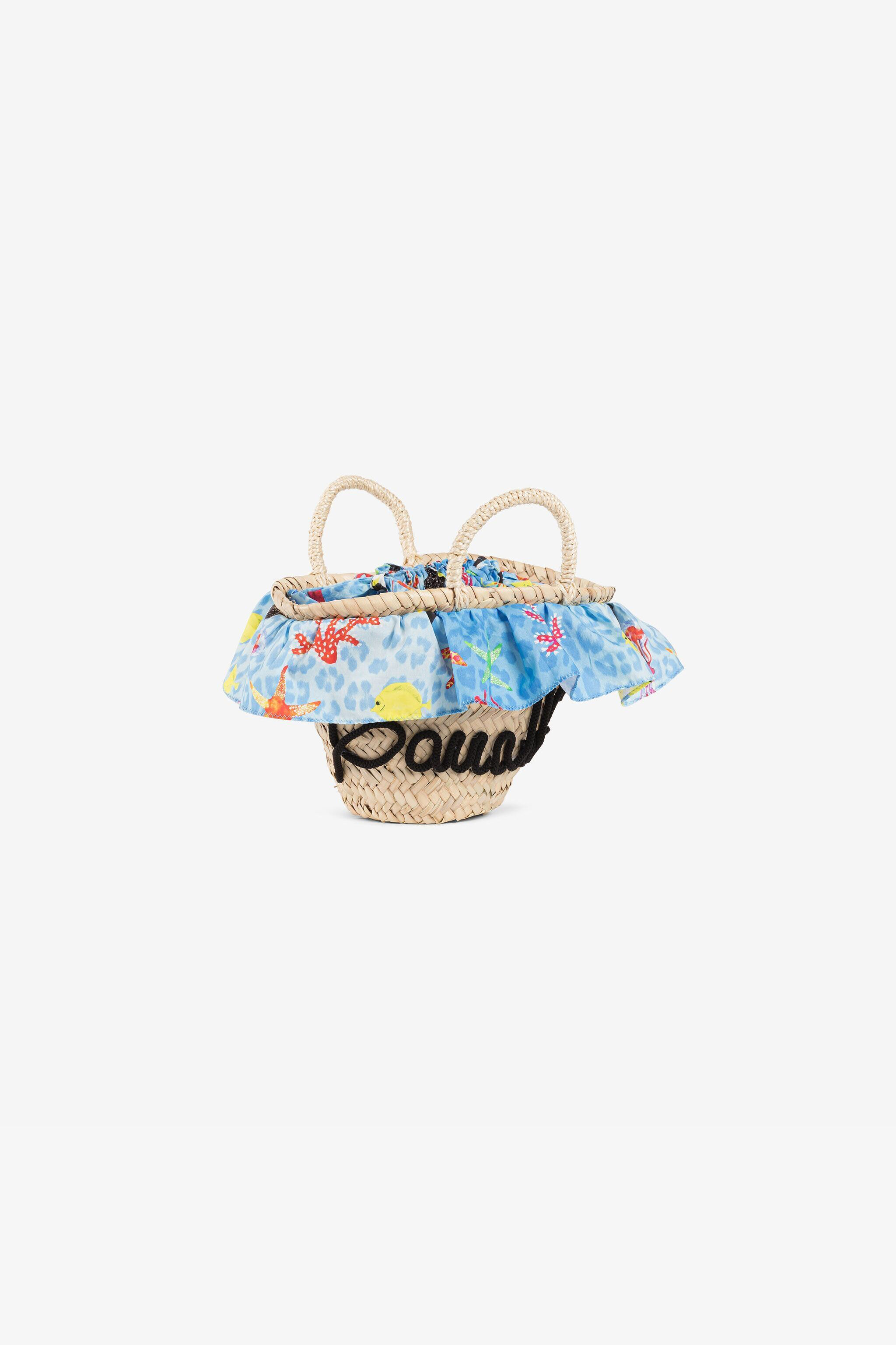 JU Embroidered-logo straw bag Light brown QJB019-AB013