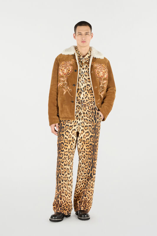 RC Cotton Shirt with Jaguar Skin Print RC Cotton Shirt with Jaguar Skin Print Brown VRJ728-4NP73