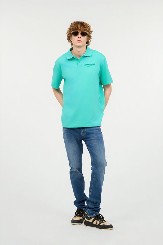 JC Polo Con Monogram JC Impunturato Azzurro UFT015-UF035