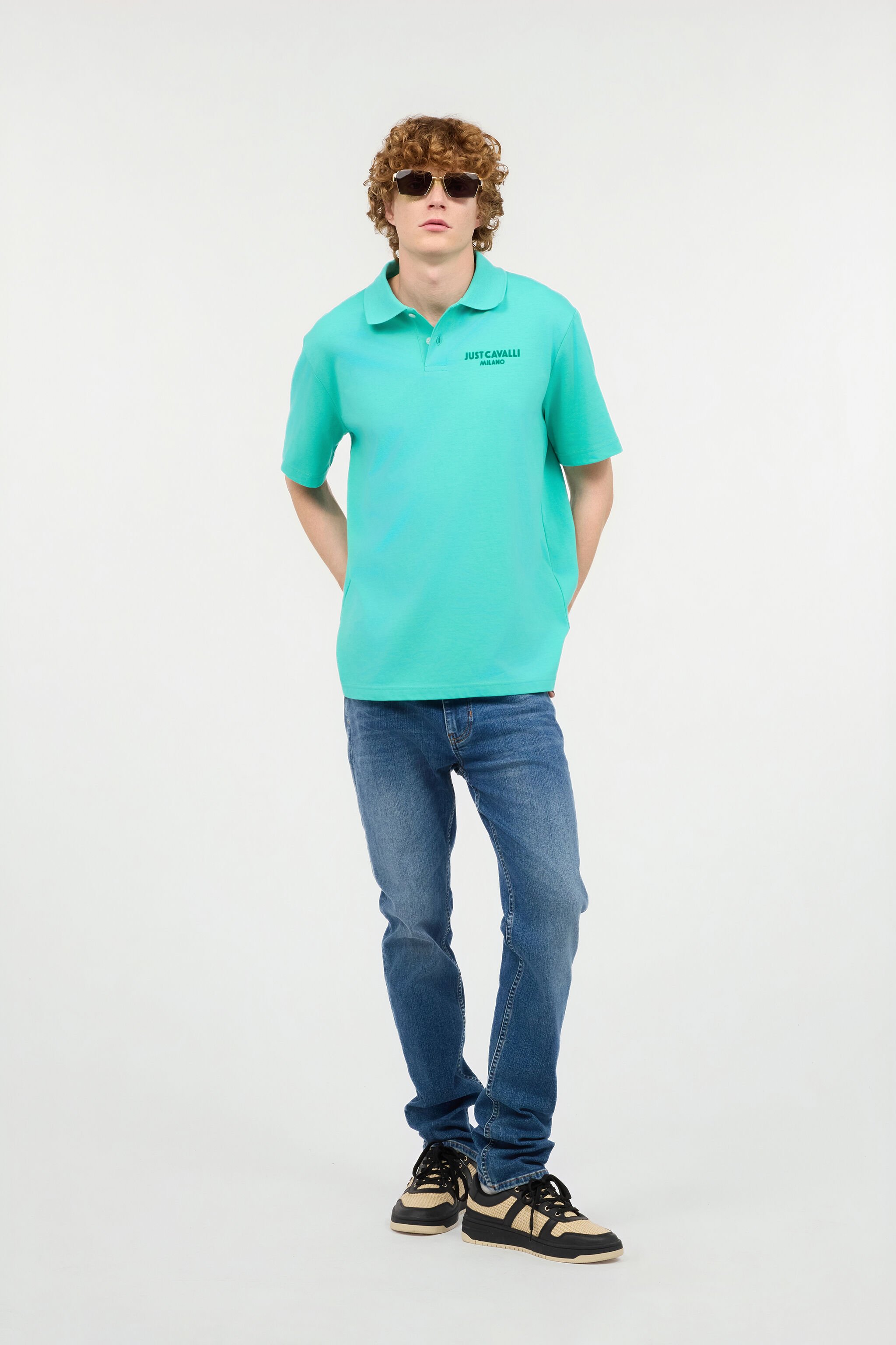 JC Polo Con Monogram JC Impunturato Azzurro UFT015-UF035