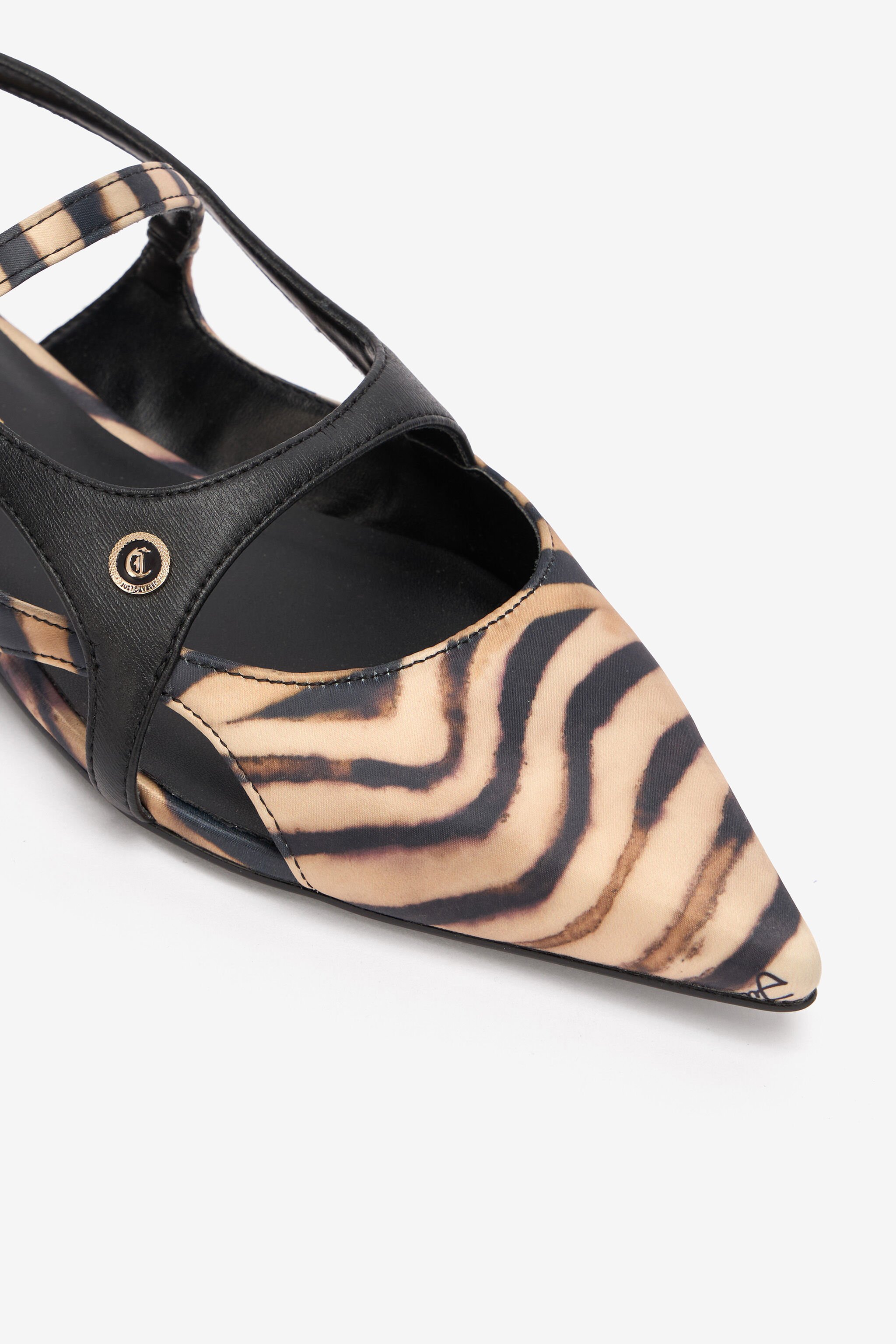 JC Flat Slingbacks With Tiger Skin Print Light Brown UFS066-UF388
