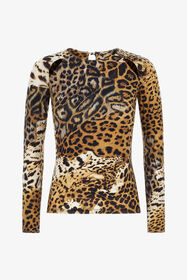 ${brand} Long-sleeved T-shirt with Jaguar Skin print ${colorDescription} ${masterID}