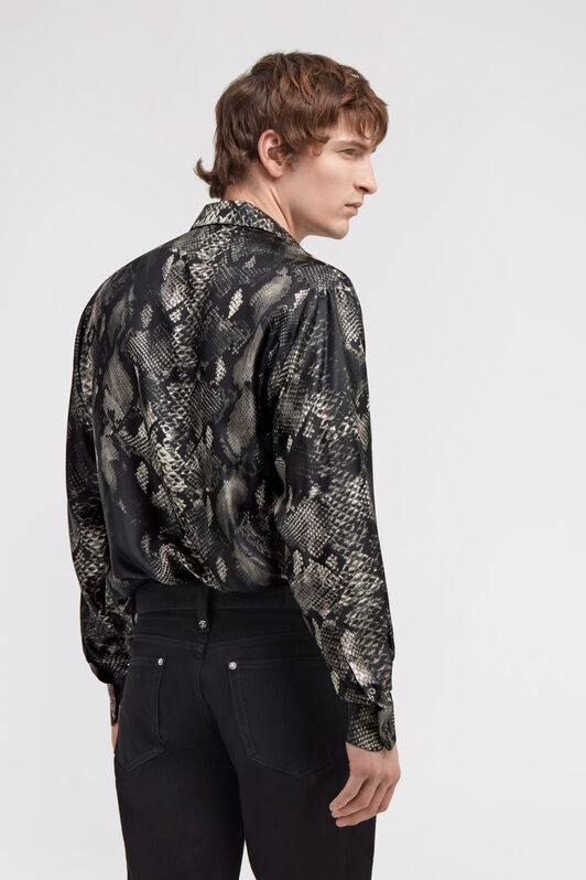 RC Camisa con estampado de Snakeskin Negro/Blanco SRT713-4QE38