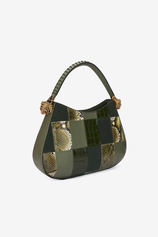 RC Hobo Roar Bag mit Patchwork Dunkelgrün TKB022-PZP01