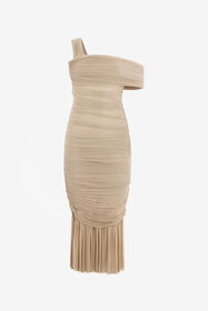 ${brand} Hautfarbenes Midikleid Mit Raffungen ${colorDescription} ${masterID}