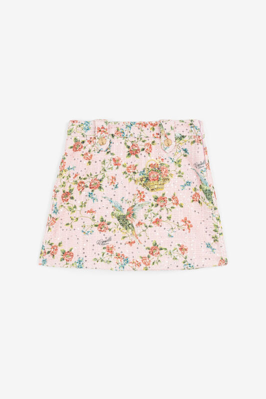 JU Sequin-Embellished Floral-Print Skirt Pink OJT304-GA028