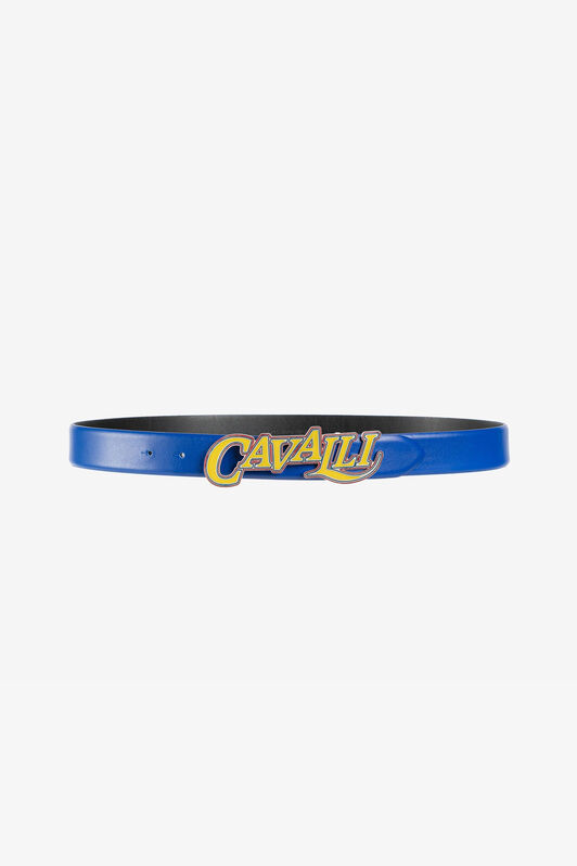 RC Logo-buckle leather belt Blue QRC005-PZ132