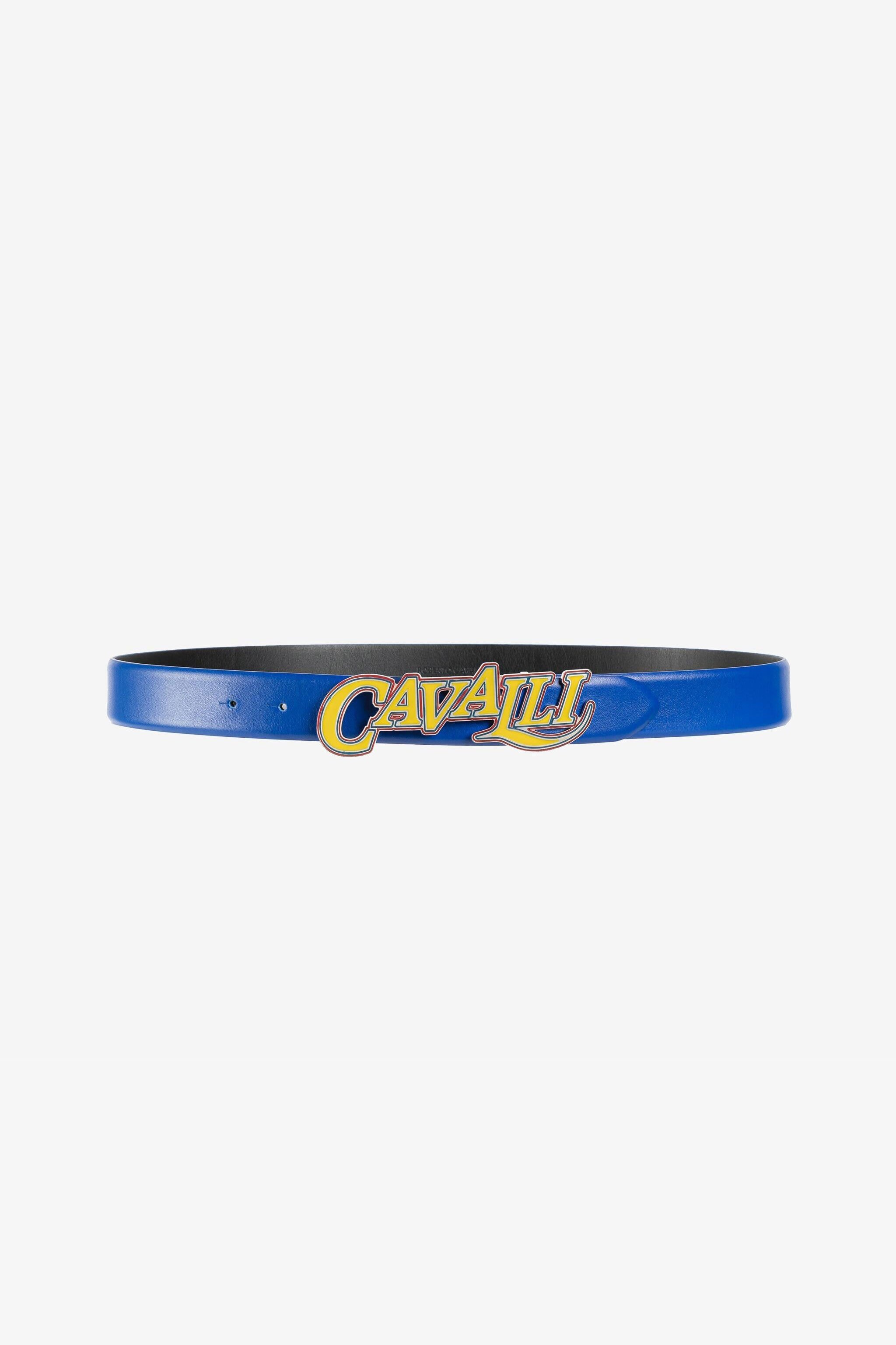 RC Logo-buckle leather belt Blue QRC005-PZ132