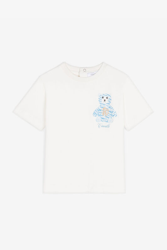 JU Teddy-Print Cotton T-Shirt White RJT618-JD001