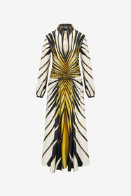 ${brand} Abito Midi In Seta Stampa Ray Of Gold ${colorDescription} ${masterID}