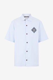 RC Gestreiftes Baumwollhemd Mit Monogram RC Aufnäher WHITE/BLUE STRIPES SOT70T-CH106