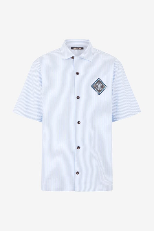 RC Chemise Rayée En Coton Avec Patch Monogram RC WHITE/BLUE STRIPES SOT70T-CH106