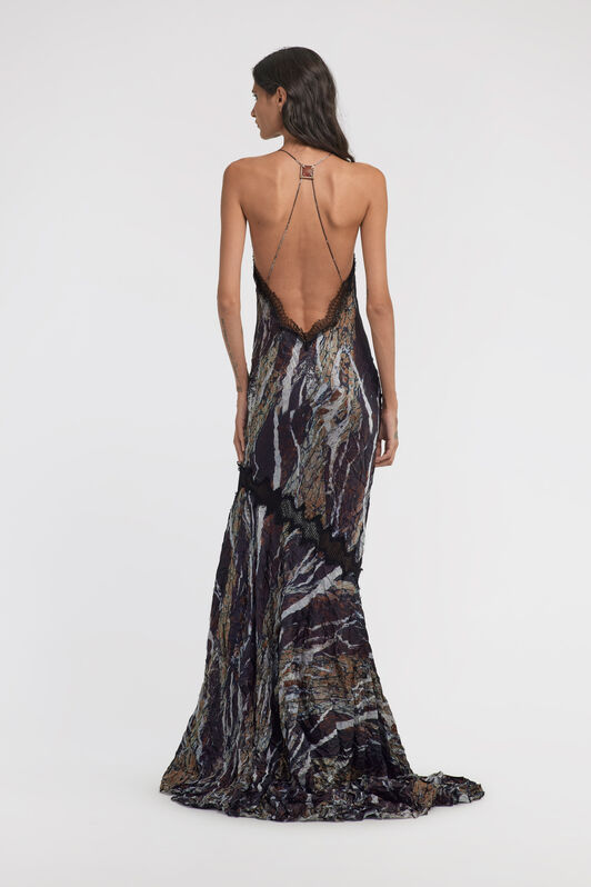 RC Marble print long Dress Lila TWT107-7NN22