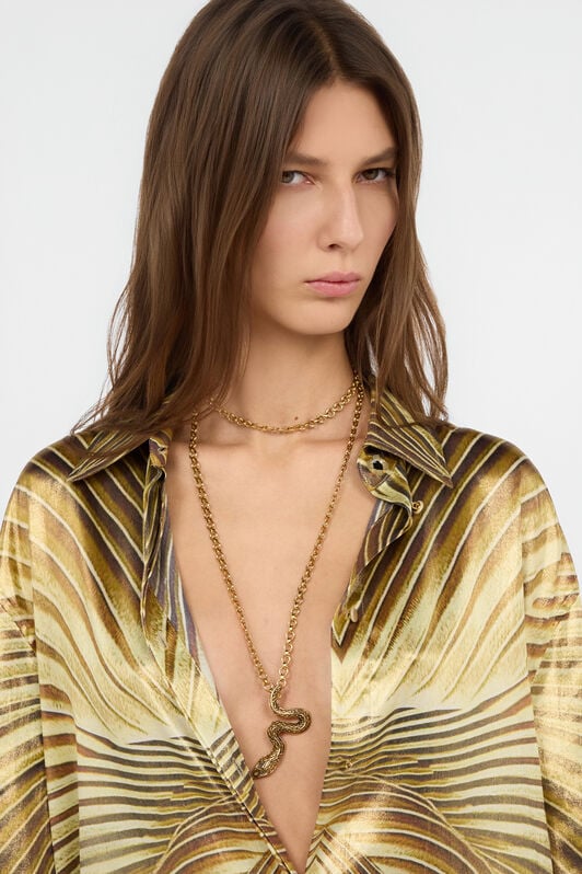 RC Antiqued Gold Necklace with Snake OLD GOLD WWG015-AM001