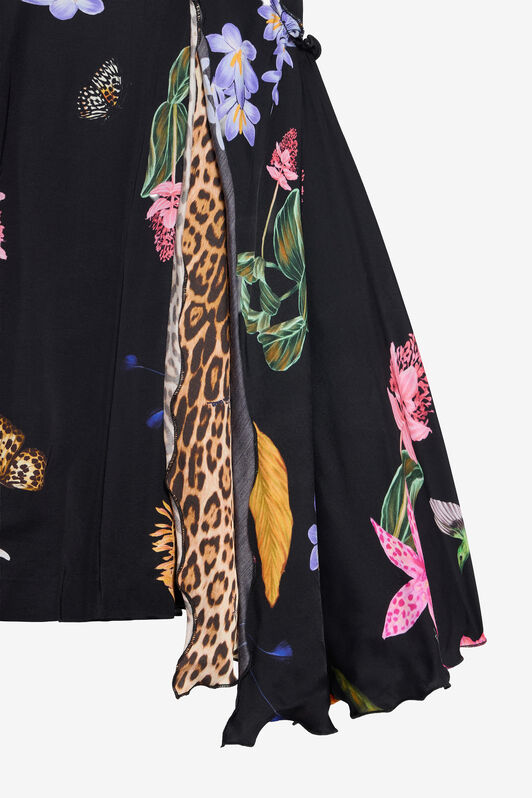 JU Black Dress with Tropical and Jaguar Skin Print BLACK VJT10D-6DP32