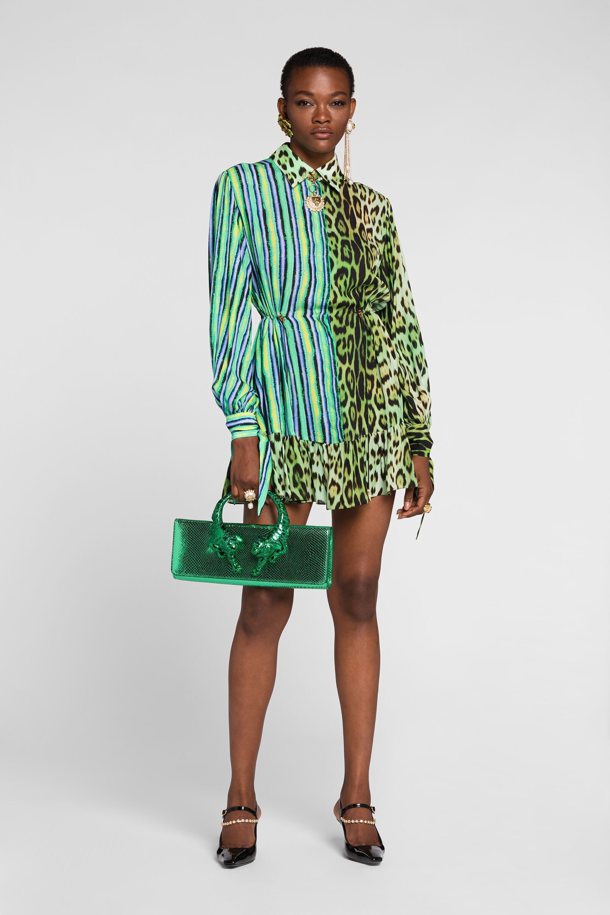 RC Mix-print shirt dress LIME QKT165-7HF53