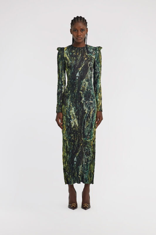 RC Marble print long Dress Verde oscuro TWT106-7NN20