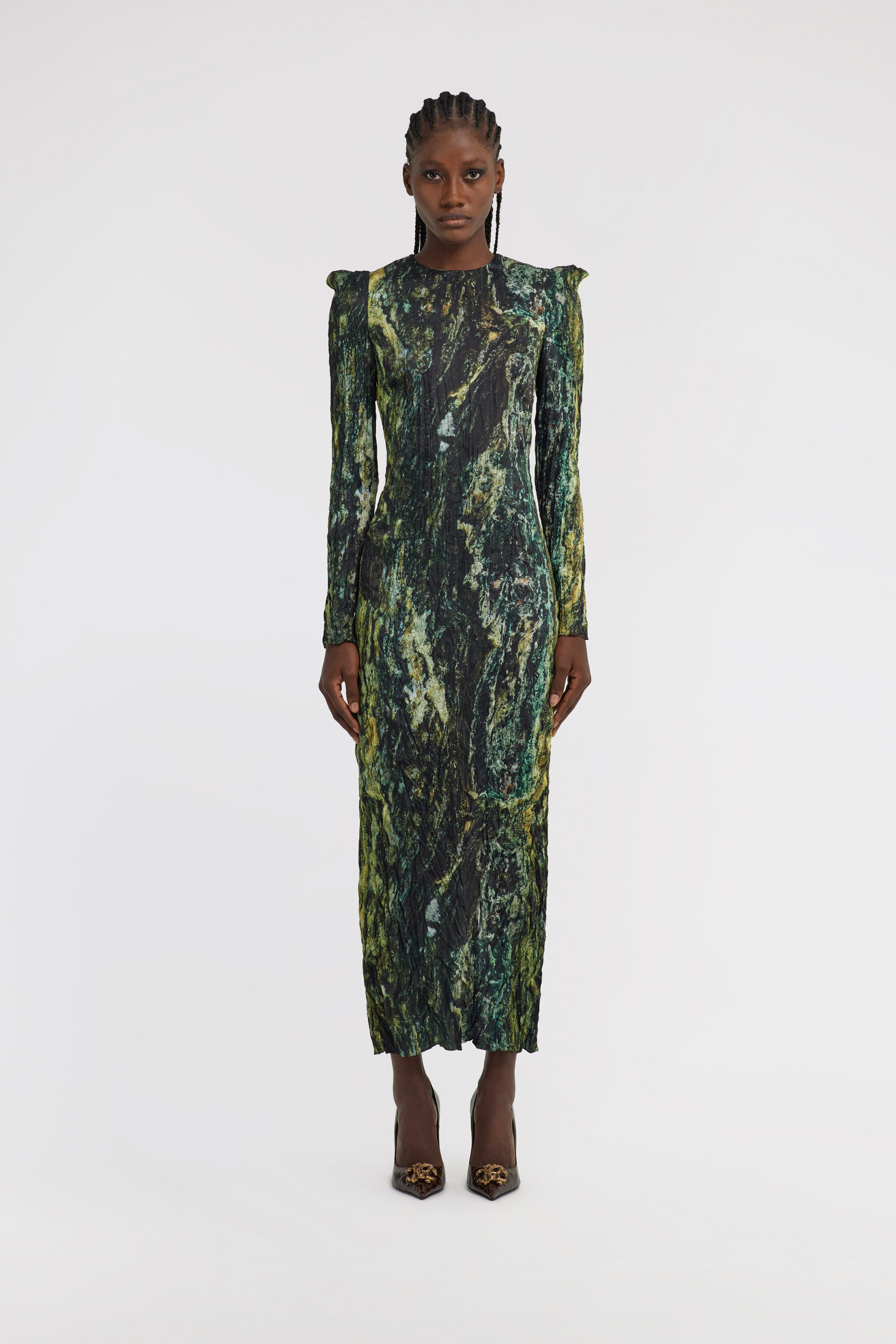 RC Marble print long Dress Verde oscuro TWT106-7NN20
