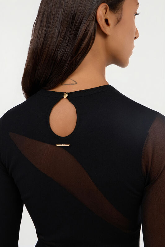 JC Midi-Kleid Schwarz mit zweifarbigem Muster JC Midi-Kleid Schwarz mit zweifarbigem Muster BLACK VFT259-VF406