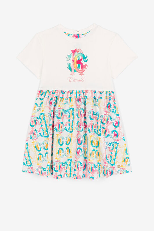 JU Colour-block monogram-print dress Light blue QJT141-JV025