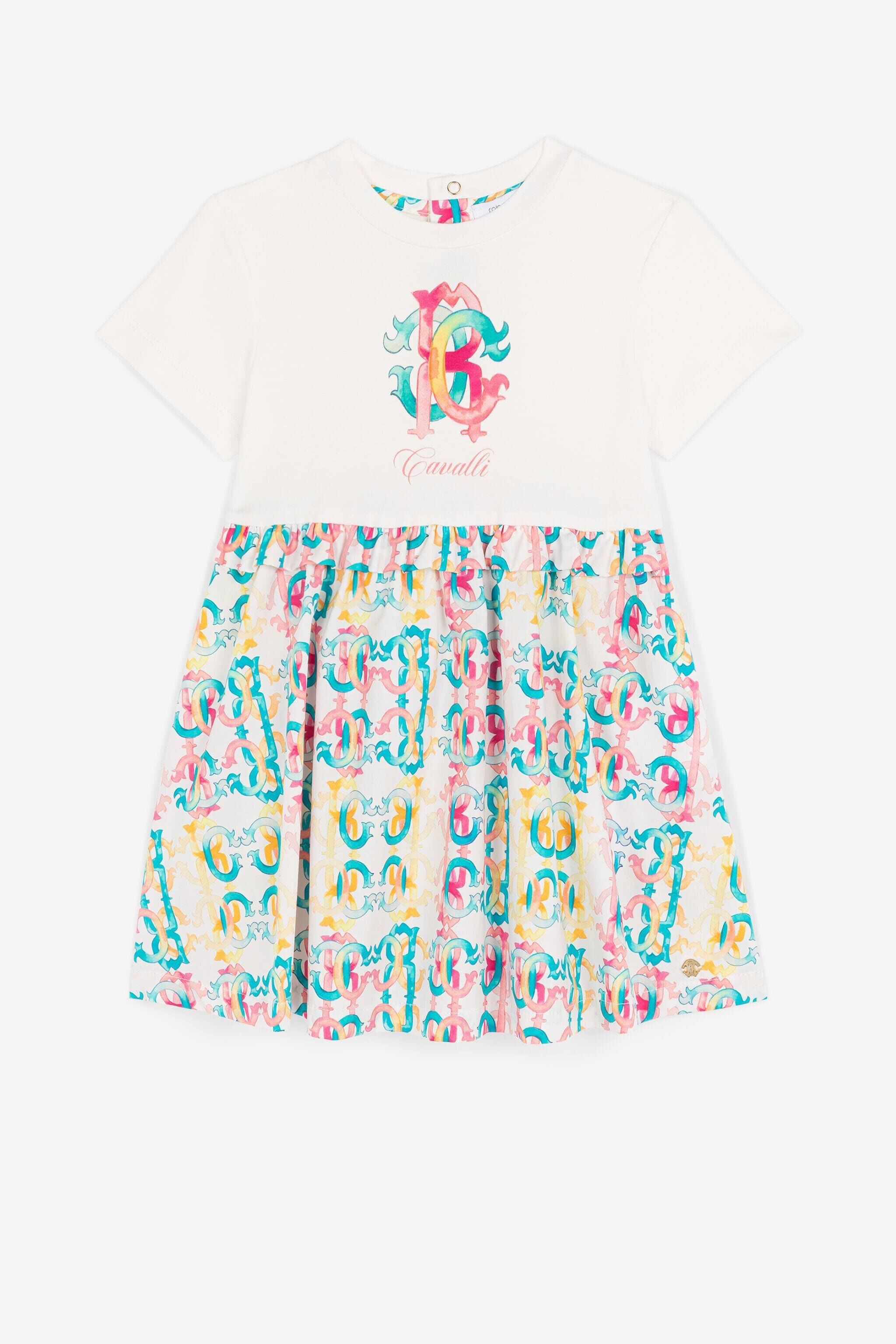 JU Colour-block monogram-print dress Light blue QJT141-JV025