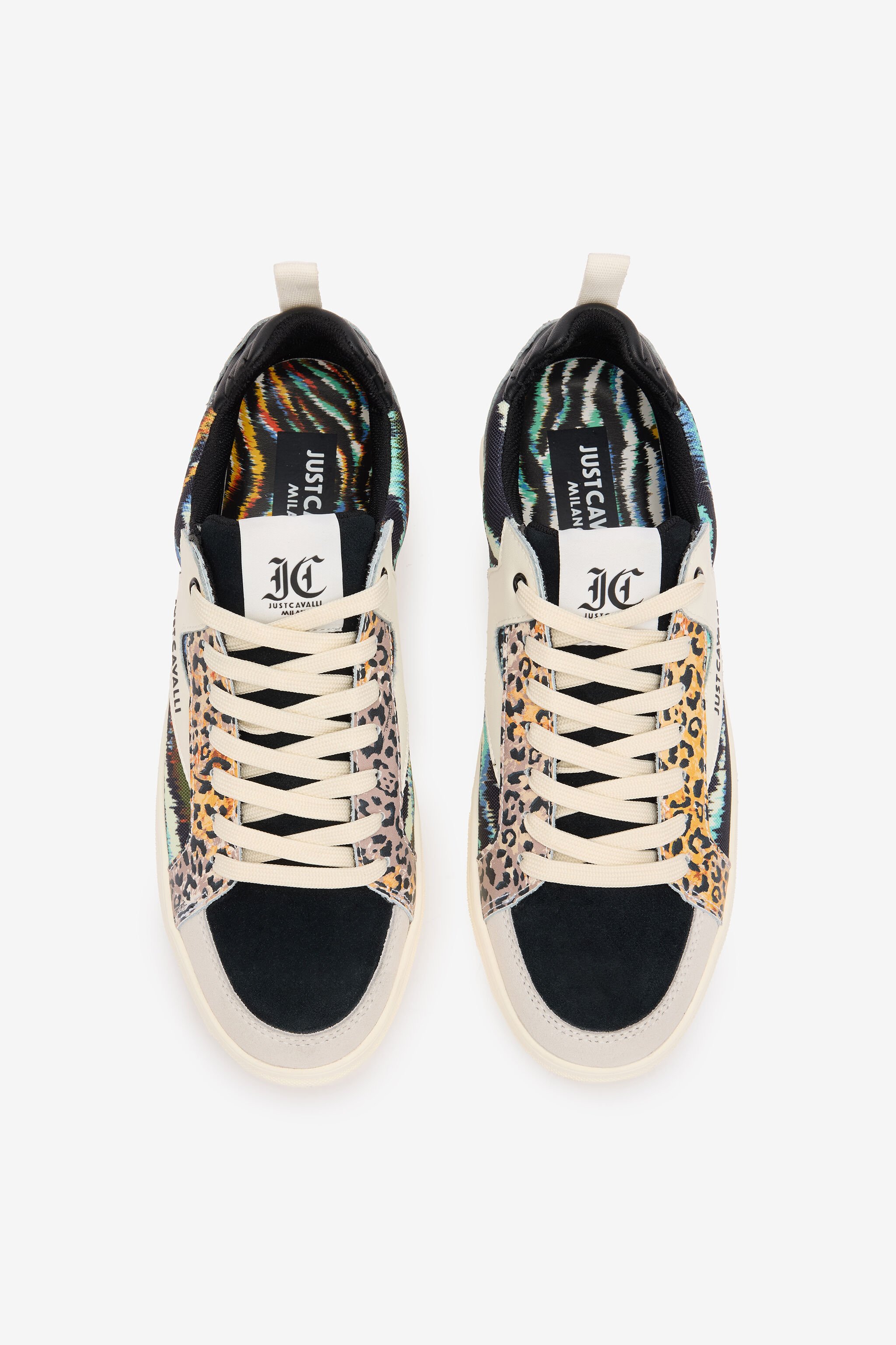 JC Sneakers With Jaguar Skin And Tie-Dye Print Beige SFS066-SF312