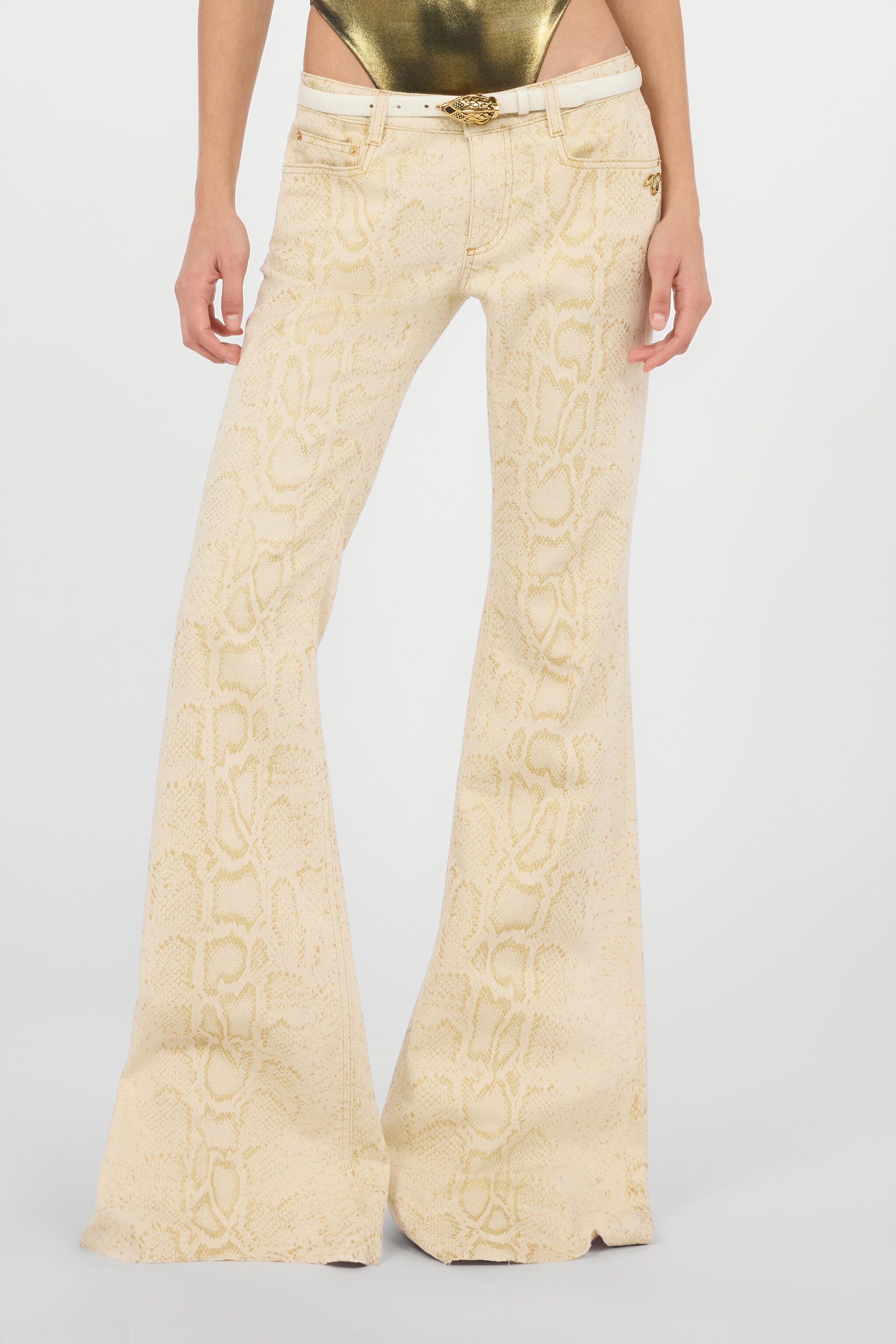 RC Jeans Bianchi Svasati Con Motivo Python Dorato GOLD/WHITE WWJ205-DZS32