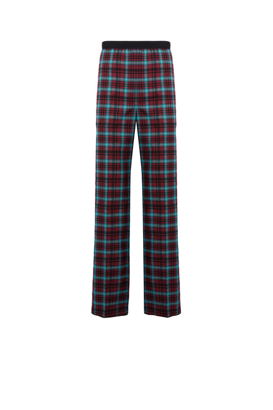 RC Zebra Tartan-Print Cotton Lounge Trousers Rojo oscuro JNT239-FY040