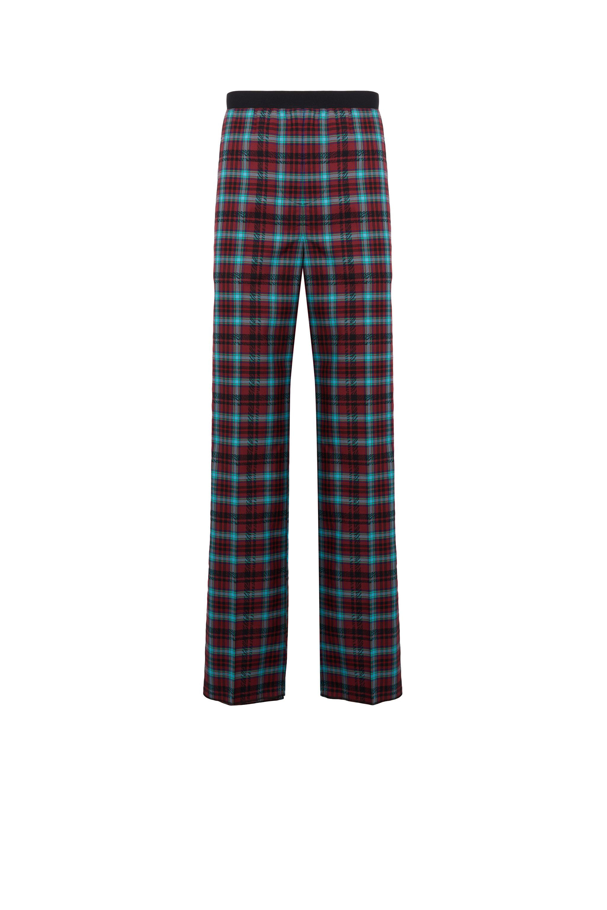 RC Zebra Tartan-Print Cotton Lounge Trousers Rojo oscuro JNT239-FY040