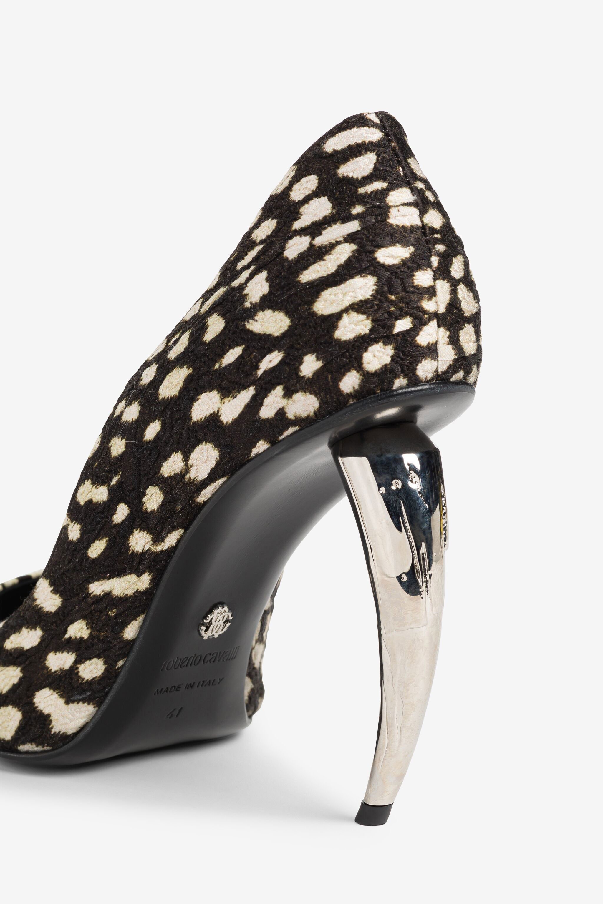 RC Cheetah-Print Tiger Tooth Pumps Black/White PKS014-CO055