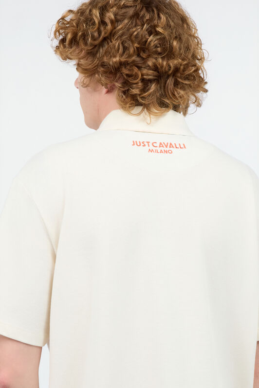 JC Polo Shirt With JC Monogram And Lettering Ivory UFT024-UF044