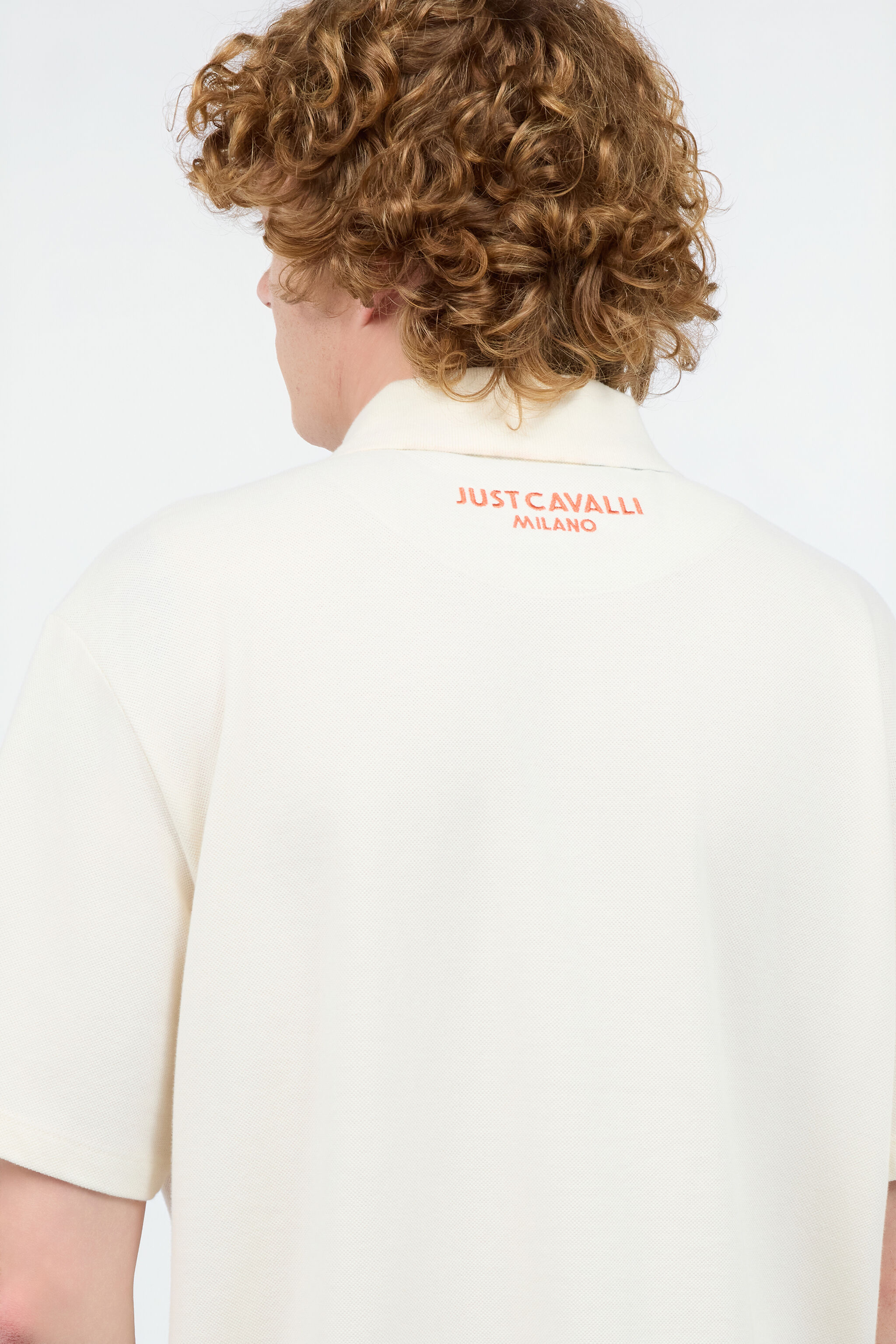 JC Polo Shirt With JC Monogram And Lettering Ivory UFT024-UF044