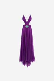 ${brand} Long silk dress with cut-out ${colorDescription} ${masterID}