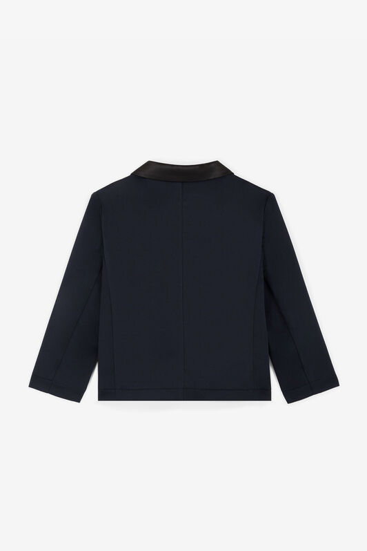 JU RC Monogram-Embroidered Cotton Blazer Dark blue RJT405-FN012