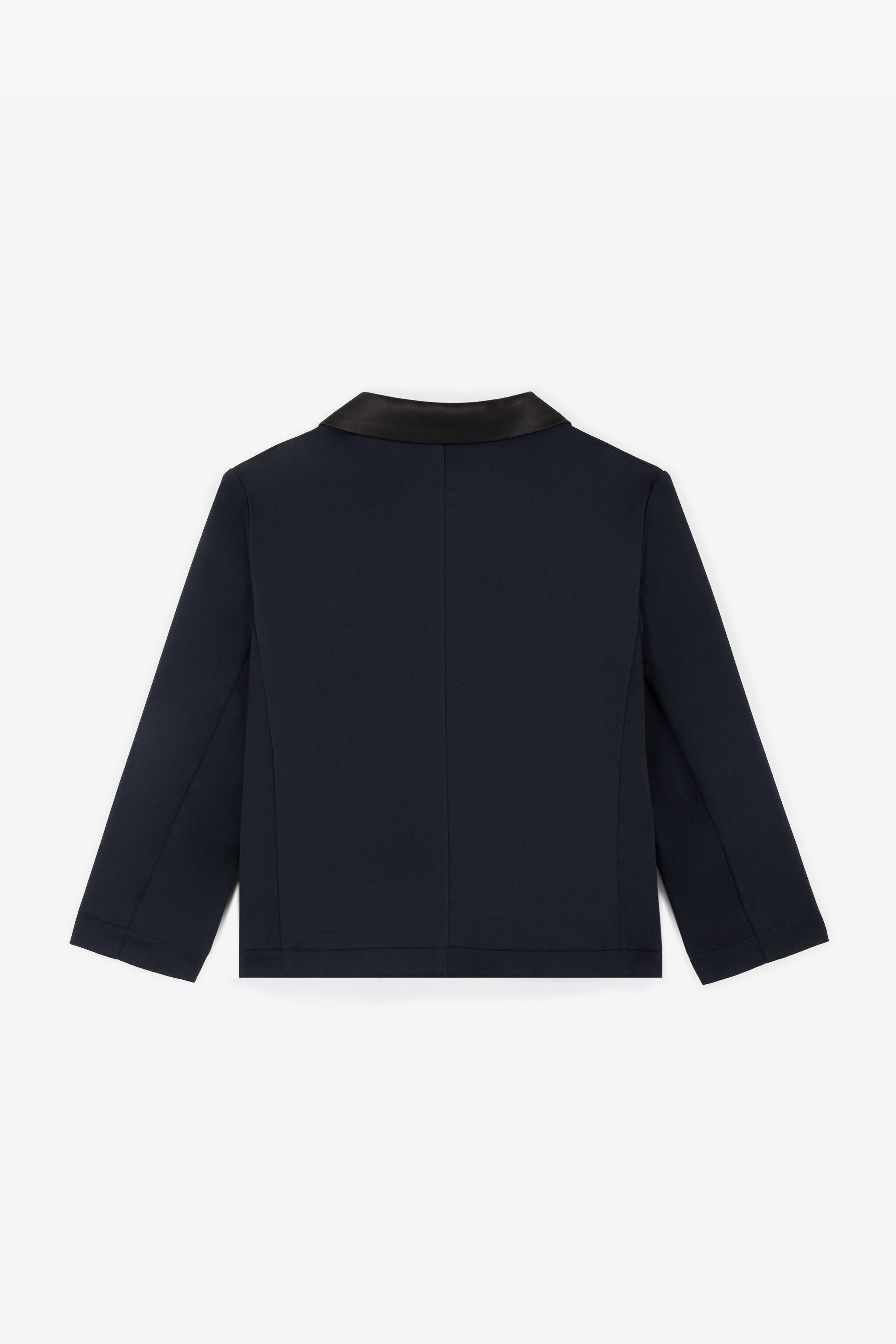 JU RC Monogram-Embroidered Cotton Blazer Dark blue RJT405-FN012
