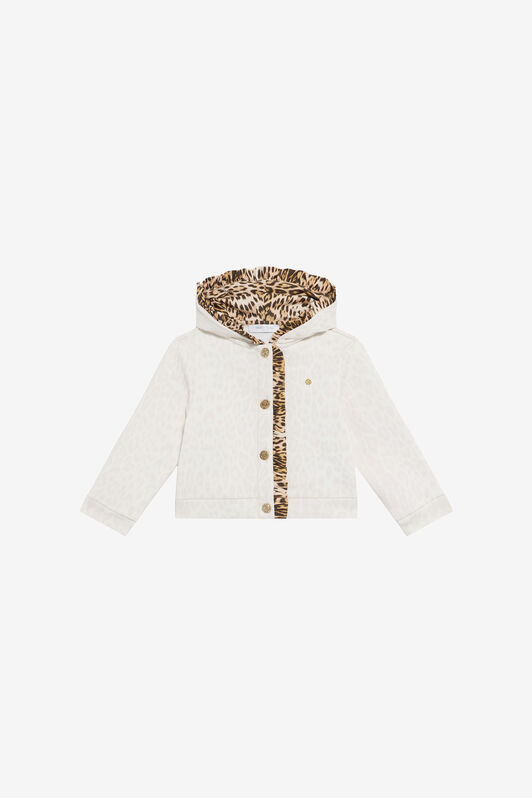 JU Ivory Sweatshirt with Jaguar Skin Details AVORY VJT691-5OO52