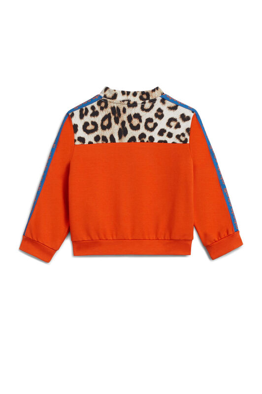 JU Leopard appliqué zipped sweatshirt ORANGE IJT925-CF042