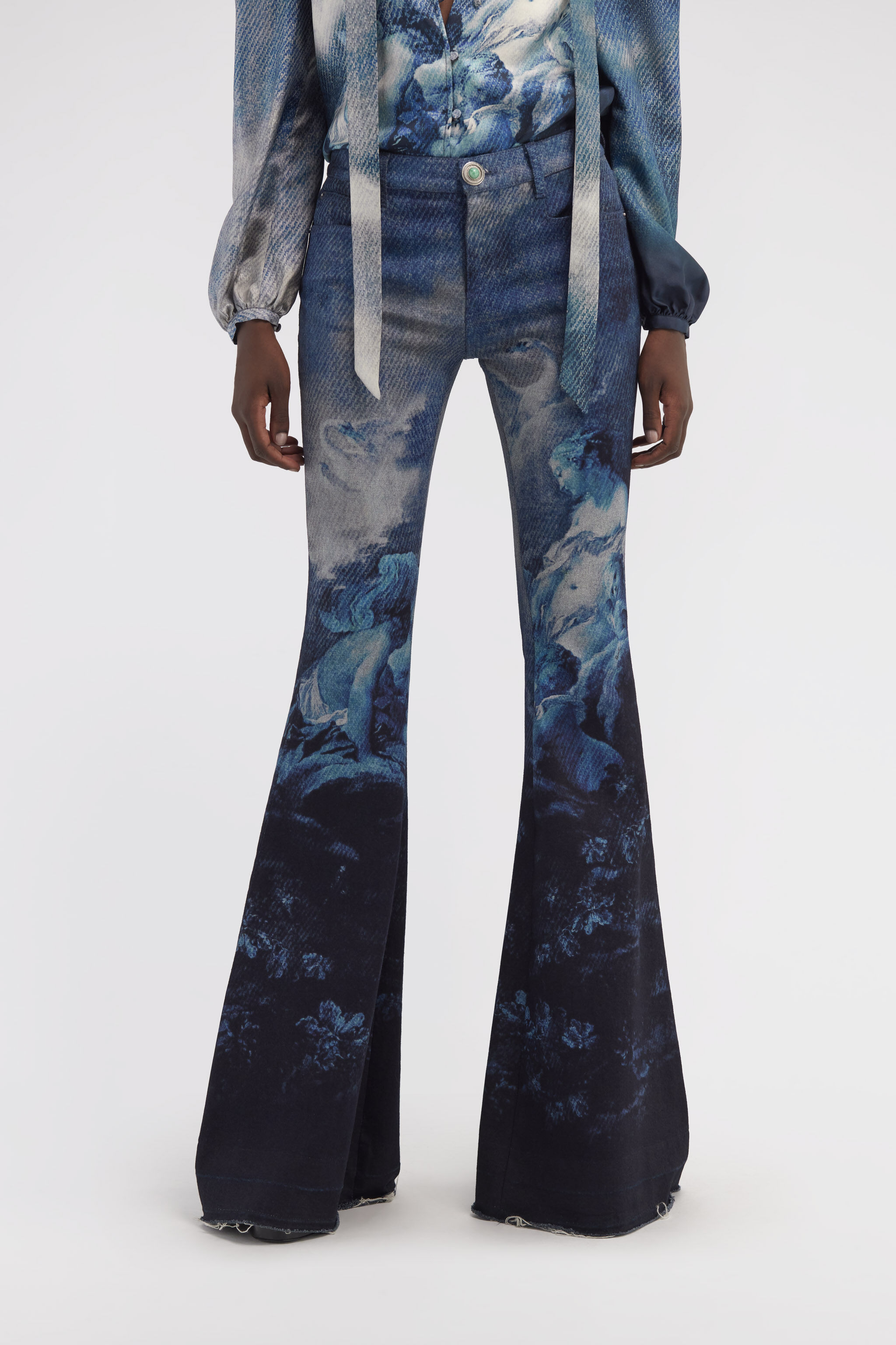 RC Flared jeans with Denim Wild Leda print Dark blue RWJ207-DSI16