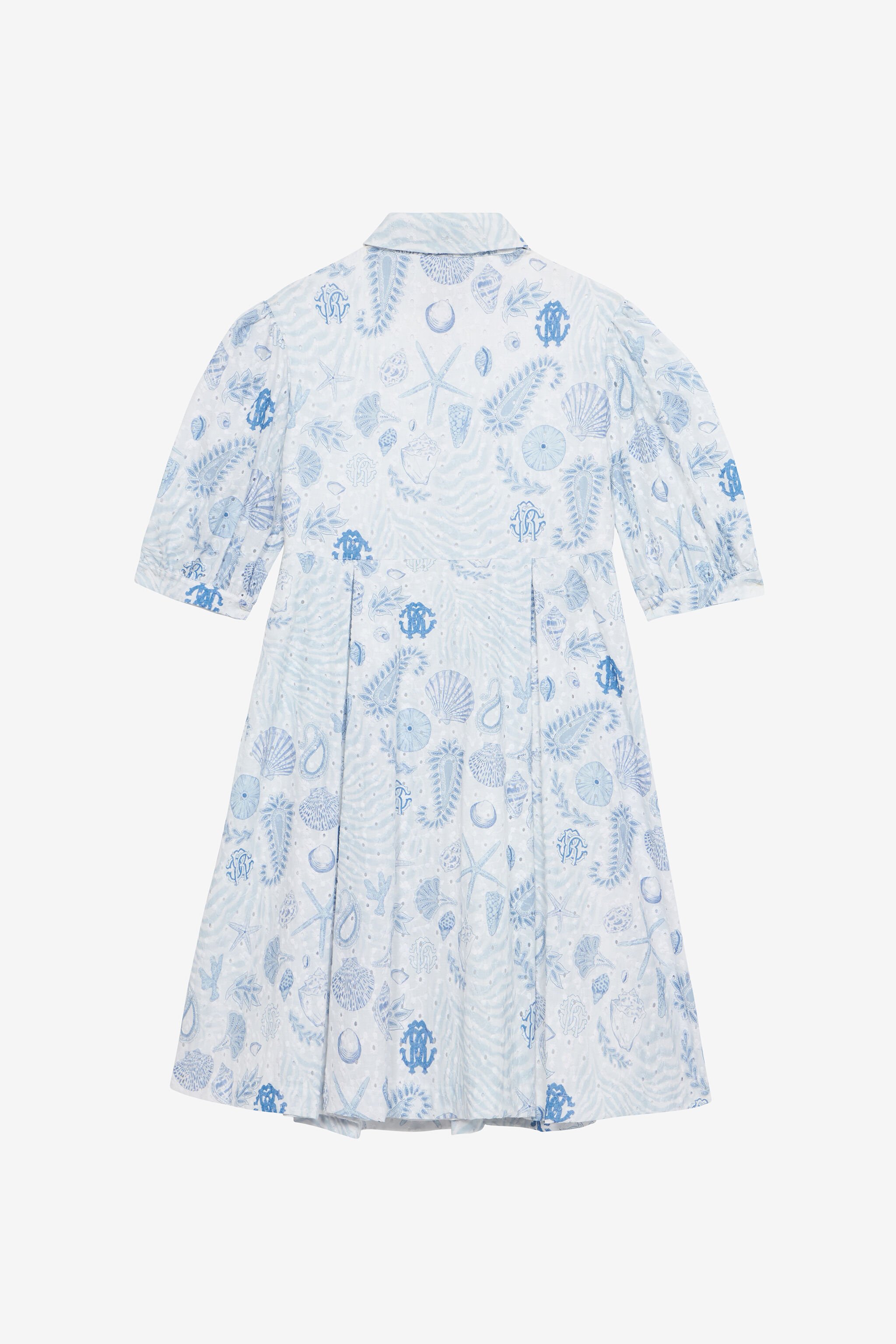 JU Marine-Print Broderie Anglaise Dress Light blue UJT10U-ELO39