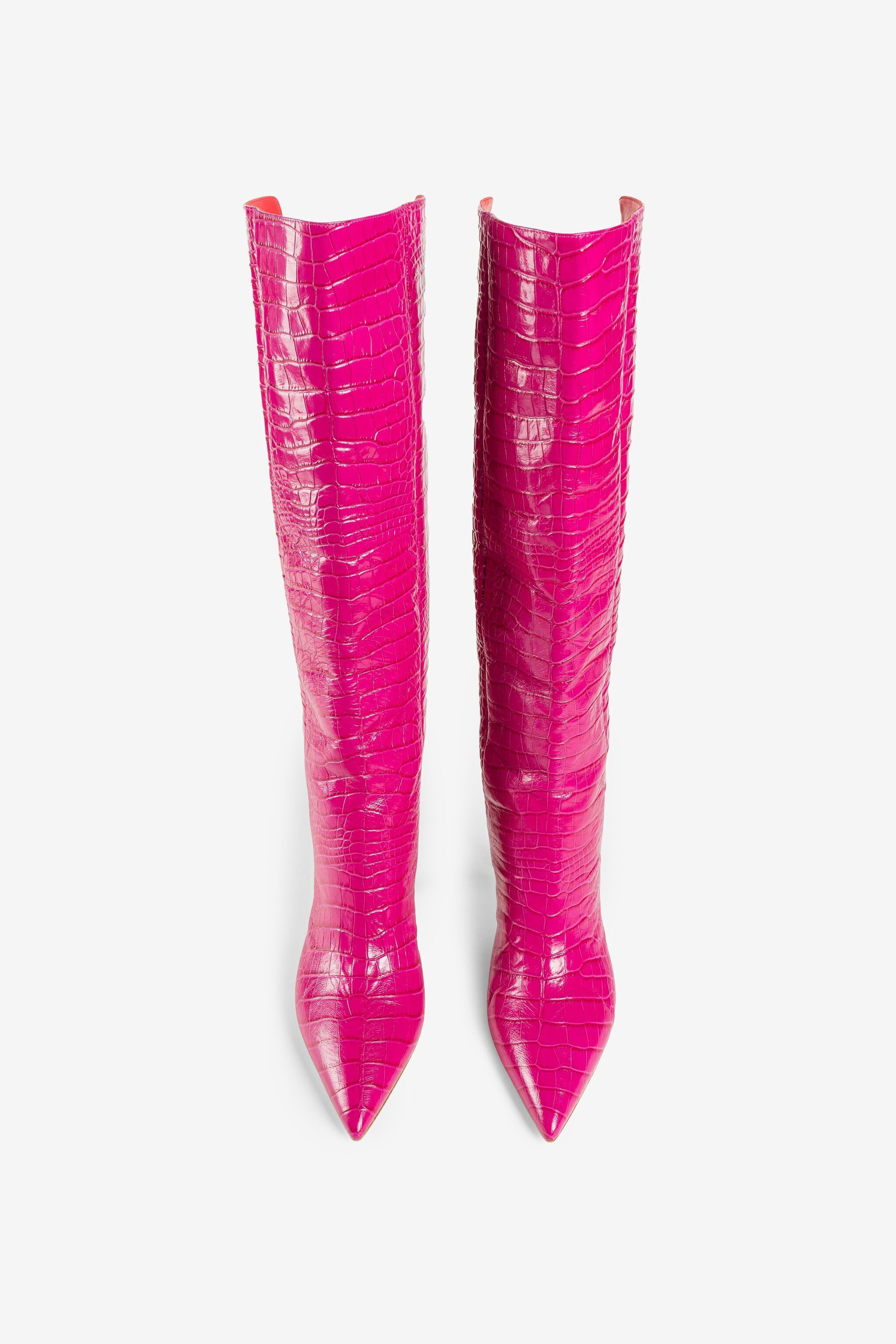 RC Bottes effet croco gaufré FUXIA/ROSSO QKS005-PZ055