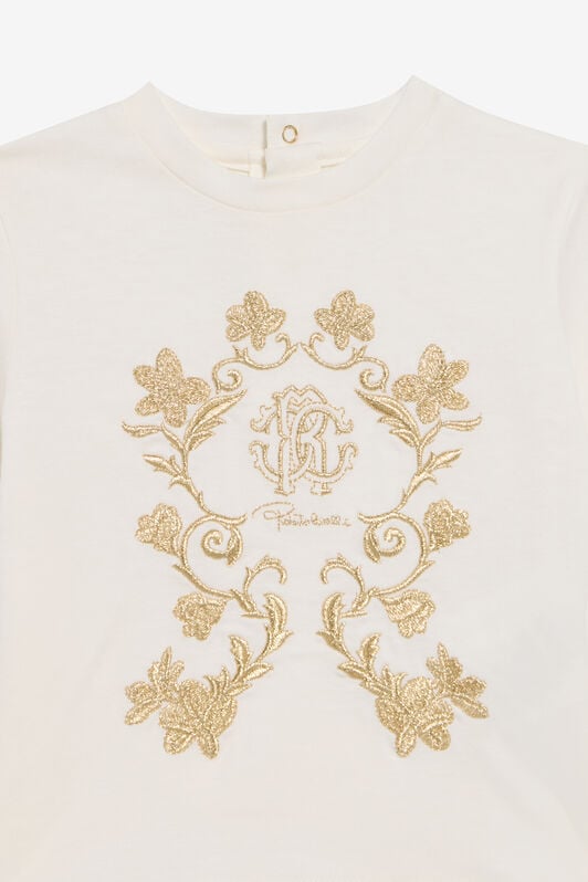JU T-shirt mit Monogram RC Stickerei JU T-shirt mit Monogram RC Stickerei MILKY WHITE TJT608-JD001