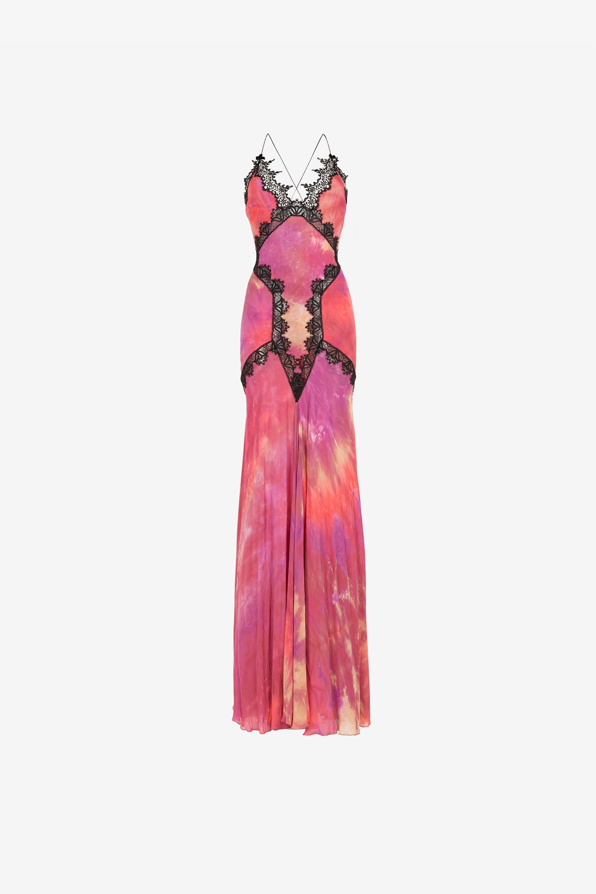 RC Spitzenbesetztes Batik-Kleid Fuchsia QKT132-GG039