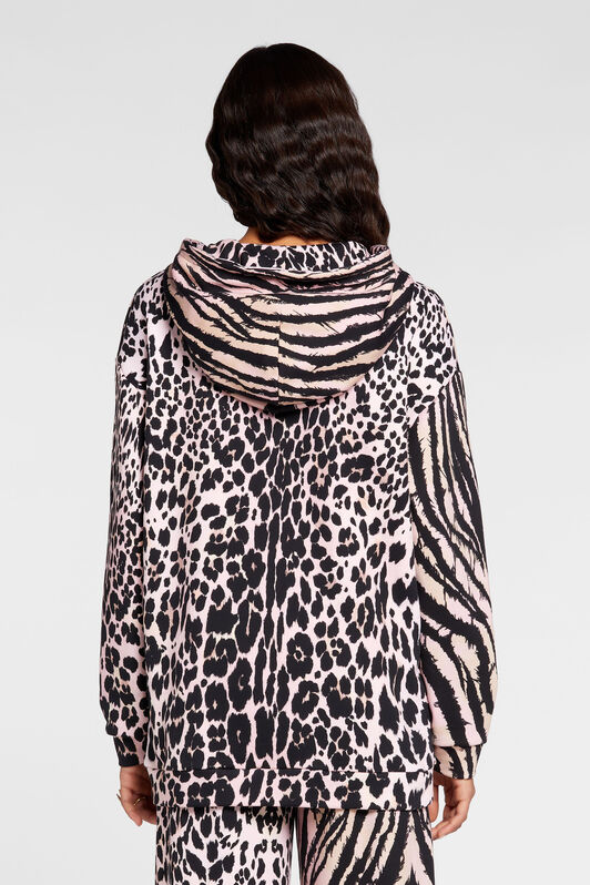 RC Freedom And Queen Of Sicily-Print Cotton Hoodie Black/Pink OKT68F-5OC80
